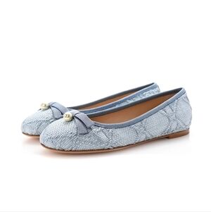 $980 Christian Dior Pastel Blue Cannage Raffia Ballet Flats EU 40.5 US 10.5 New